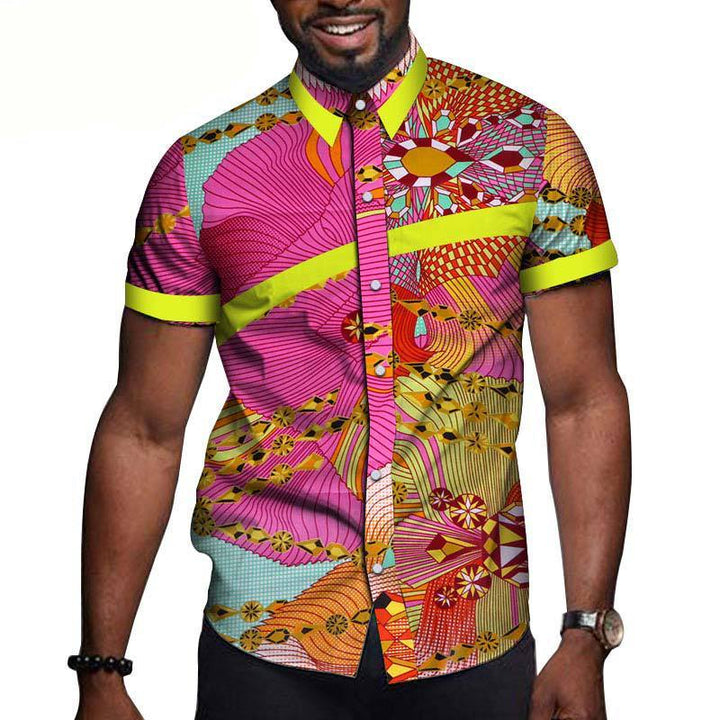 Men's cotton short-sleeved t-shirt with vibrant multicolor design and modern print for casual occasions.