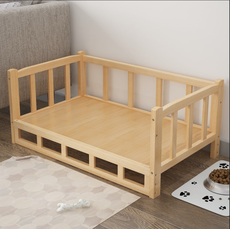 diy nightstand pet bed in natural wood finish, designed for pets, perfect space-saving solution.