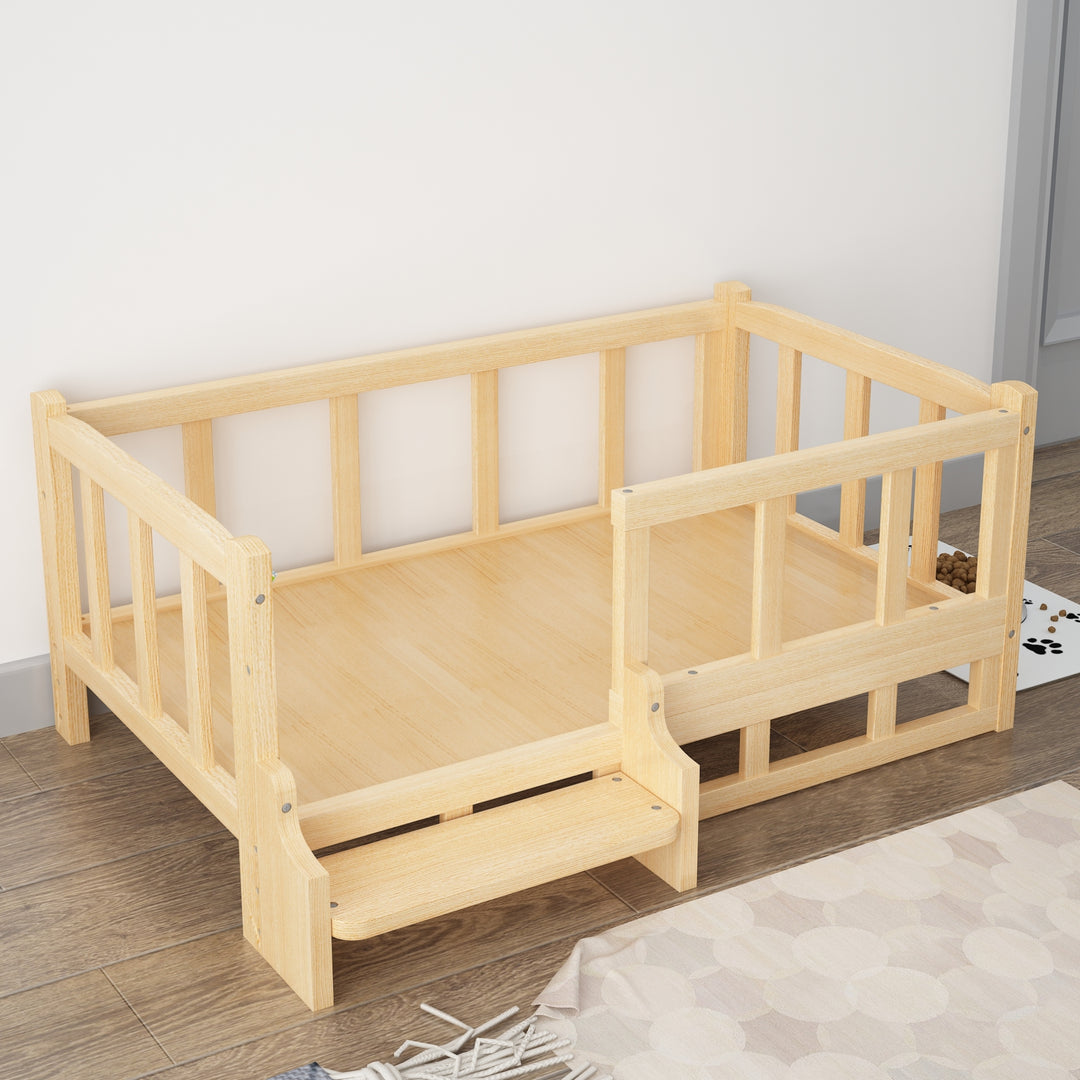 diy nightstand pet bed made of natural wood, featuring a stylish design suitable for pets.