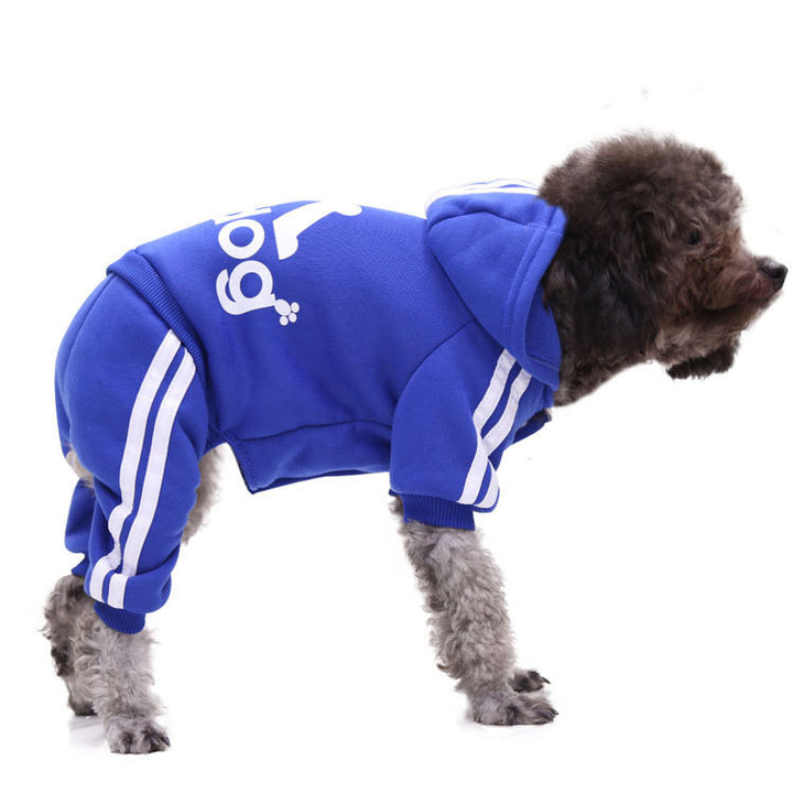 Autumn winter pet sweater clothing in blue for dogs with a stylish design and comfortable fit.