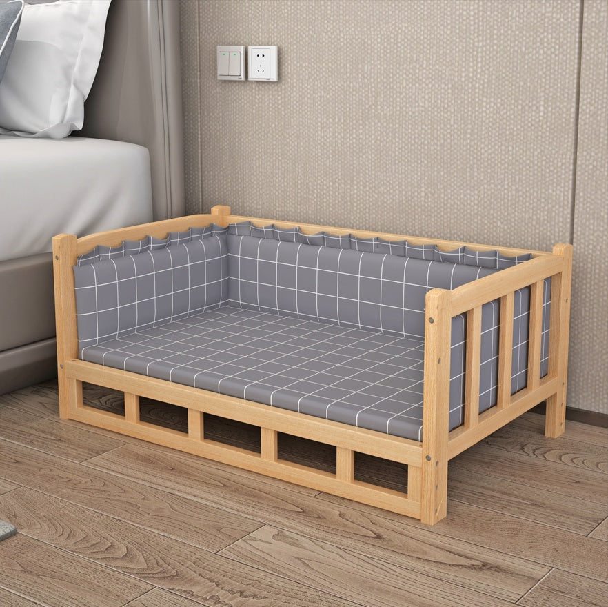 diy nightstand pet bed in a stylish gray checkered design, perfect for pet comfort and space-saving.