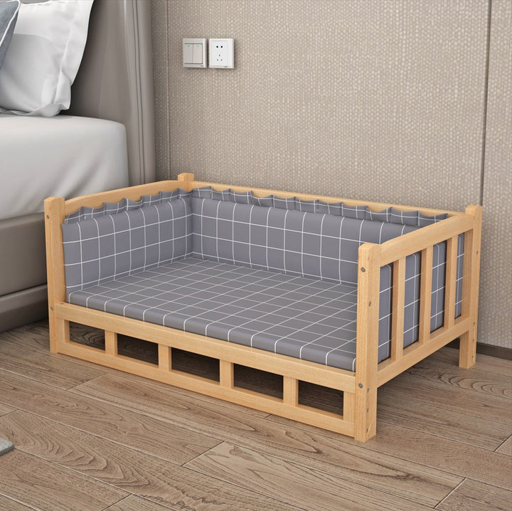 diy nightstand pet bed in a stylish gray checkered design, perfect for pet comfort and space-saving.