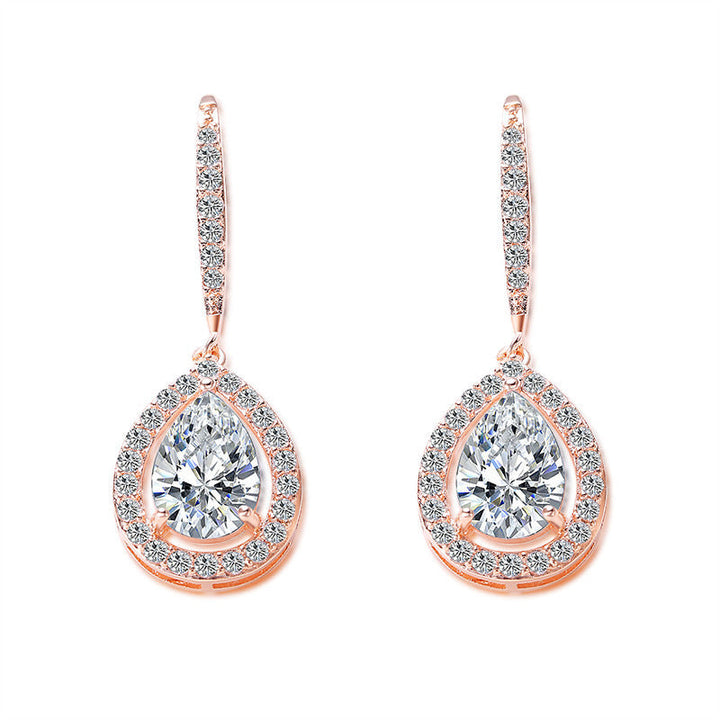 micro-inlaid aaa zircon personality drop-shaped ear hooks