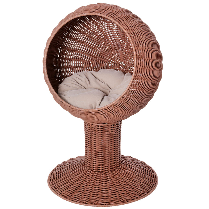Elevated rotatable cat bed featuring a cozy, circular design with a plush cushion for maximum feline comfort.