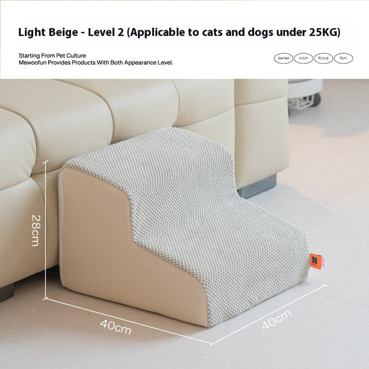 Pet ramp ladder for dogs designed for small pets under 25KG, featuring a light beige color and sturdy incline for easy access.