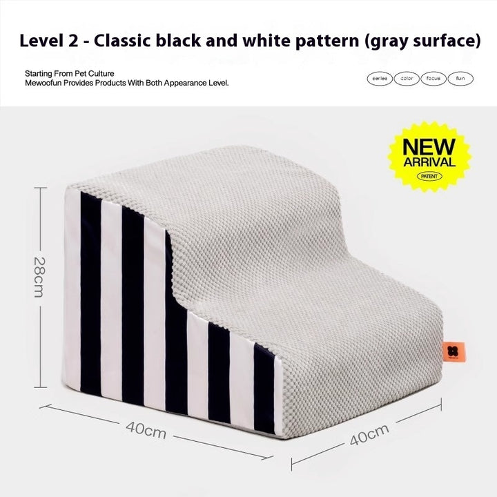 Pet ramp ladder for dogs with classic black and white pattern, providing safe access for pets.