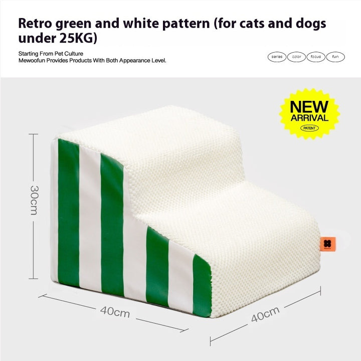 Pet ramp ladder for dogs in retro green and white pattern, ideal for pets under 25KG.