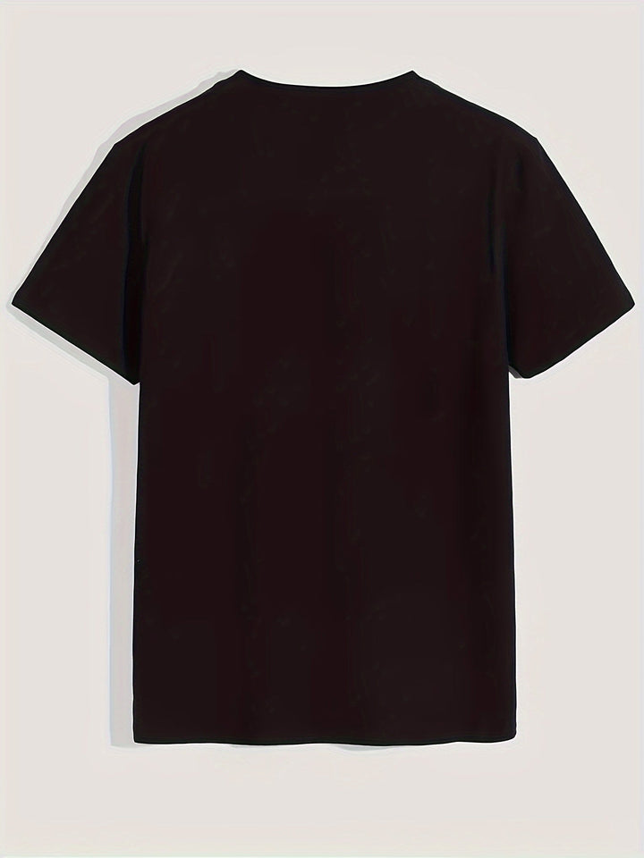 Back view of a car printed summer t-shirt showcasing a stylish black design.